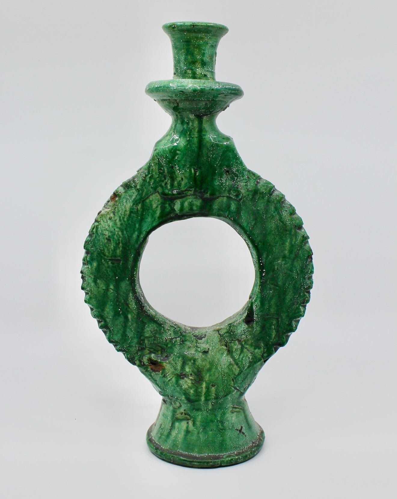 Green Pottery Candle Stick