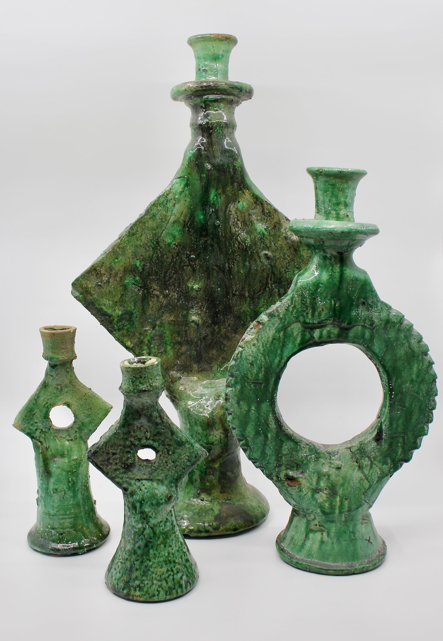 Green Pottery Candle Stick