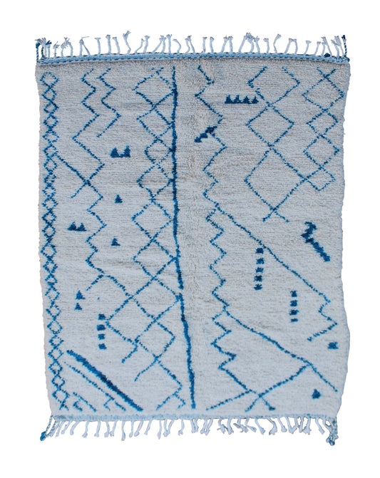 Moroccan Berber Rug Cobalt and Cream